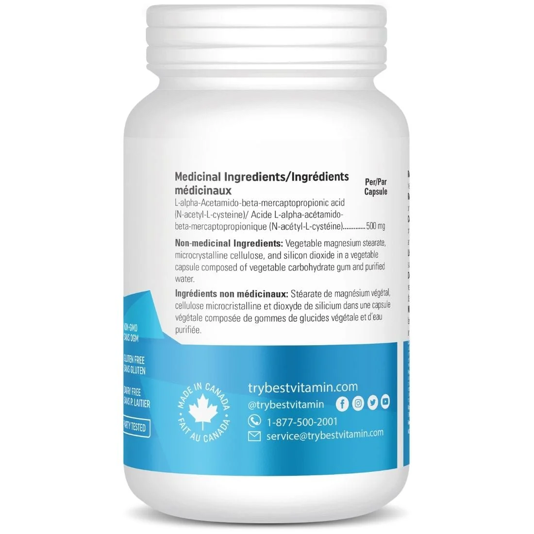 BestVitamin Best NAC 500mg, N-Acetyl Cysteine, Gluten-Free, Non-GMO, 90 Vegetable Capsules - Image 3