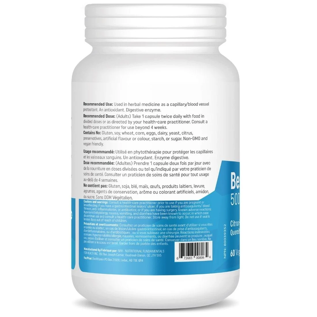 BestVitamin Best Quercetin 500mg Extra Strength Plus Bromelain 100mg, 60 Vegetable Capsules - Image 3