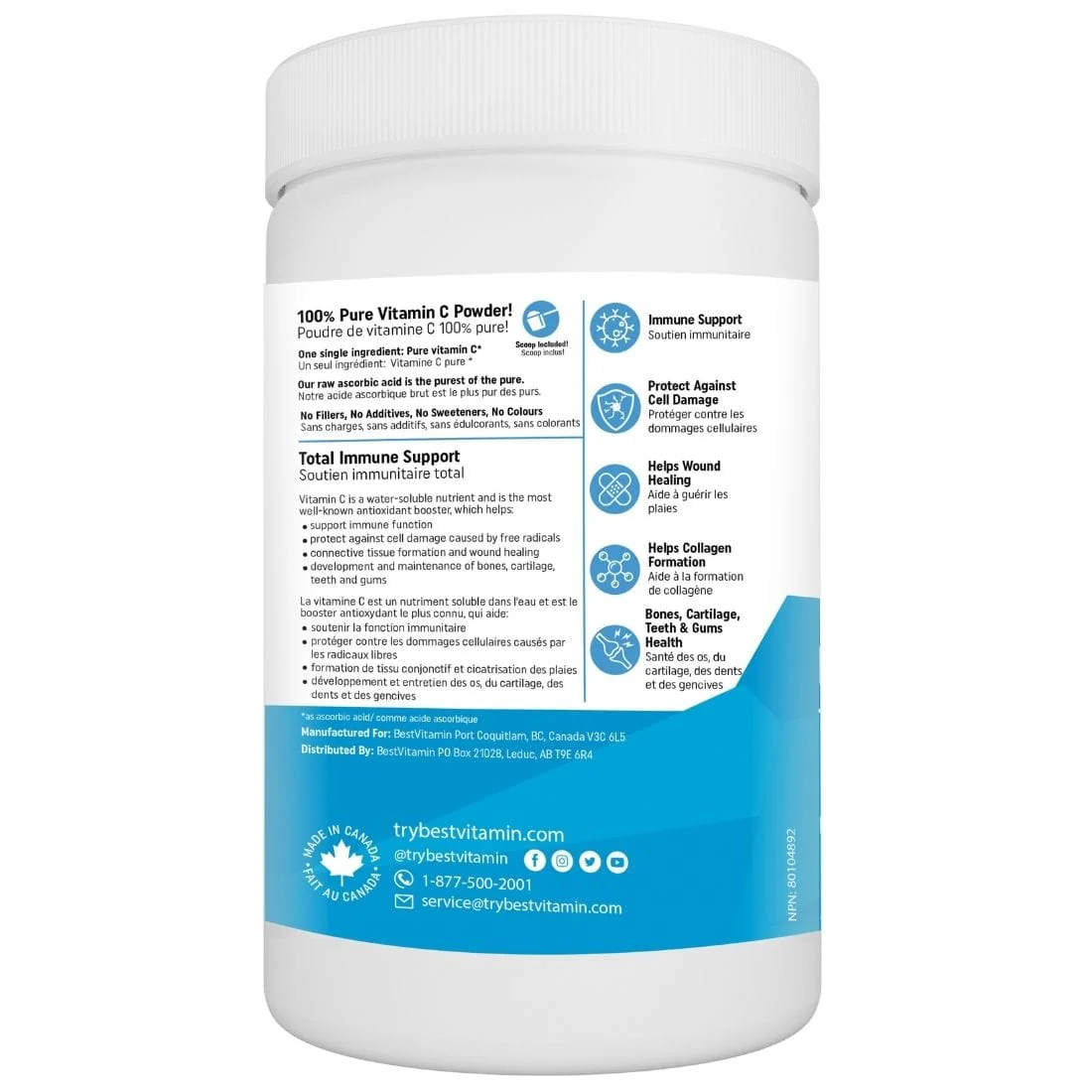 BestVitamin Best Vitamin C Crystals 1000mg, High Dose Pure Ascorbic Acid Vitamin C Powder with Scoop, 454g - Image 3