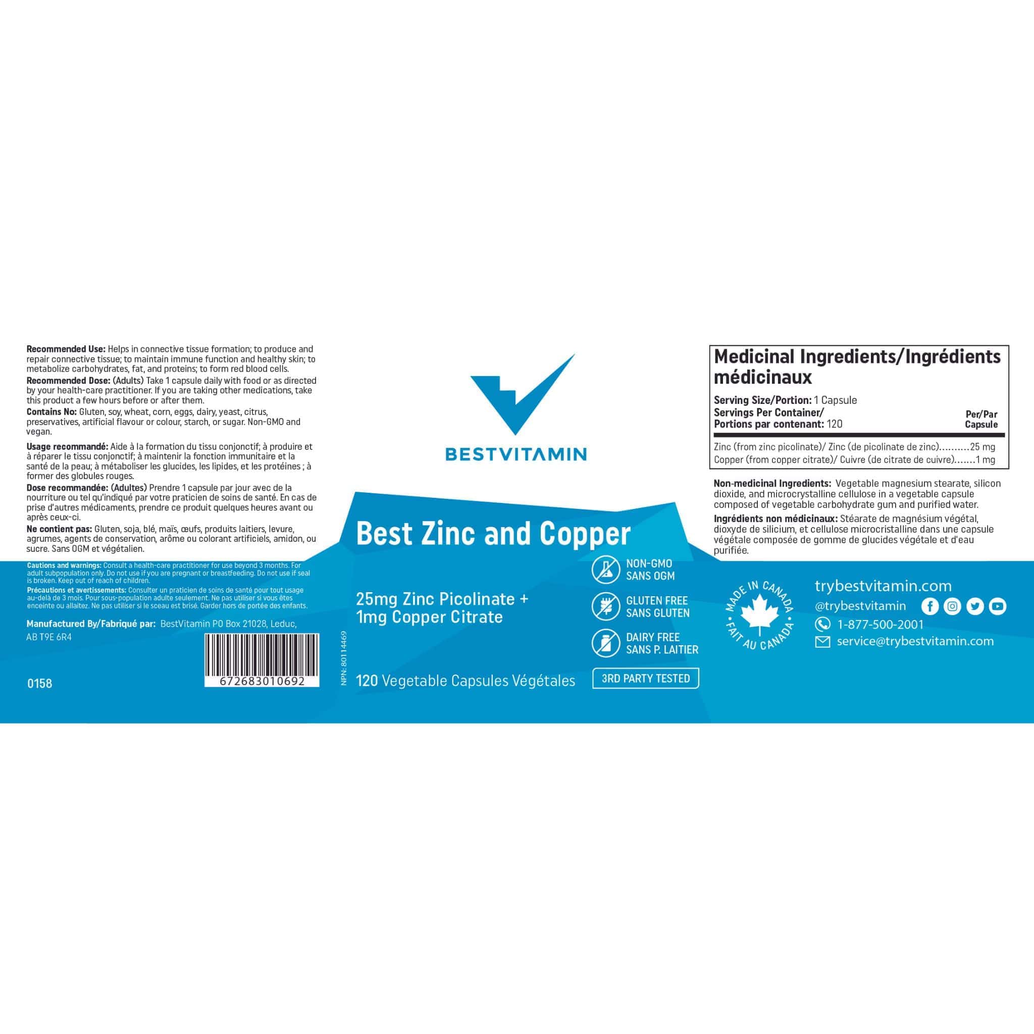 BestVitamin Best Zinc Copper 25mg + 1mg, Enhanced Absorption, Healthy Immune Function - Image 4