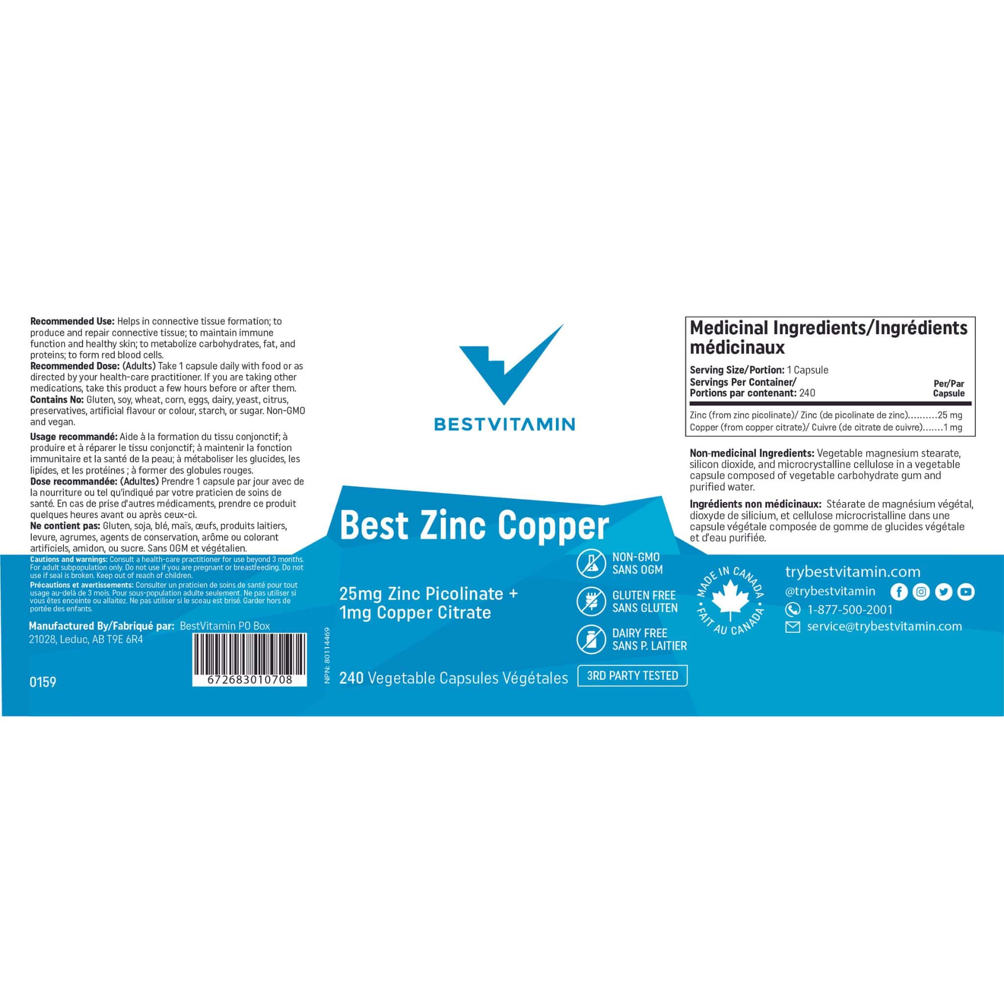 BestVitamin Best Zinc Copper 25mg + 1mg, Enhanced Absorption, Healthy Immune Function - Image 5