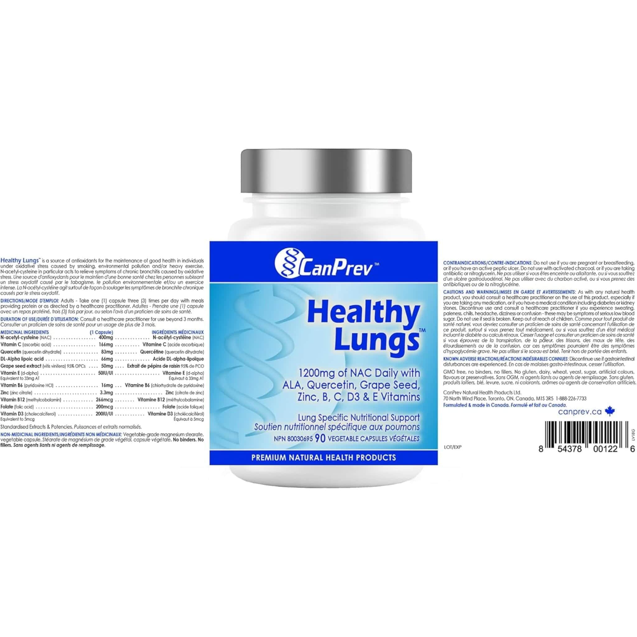 CanPrev Healthy Lungs (NAC, Quercetin, Vitamin C + more!), 90 Vegicaps - Image 3