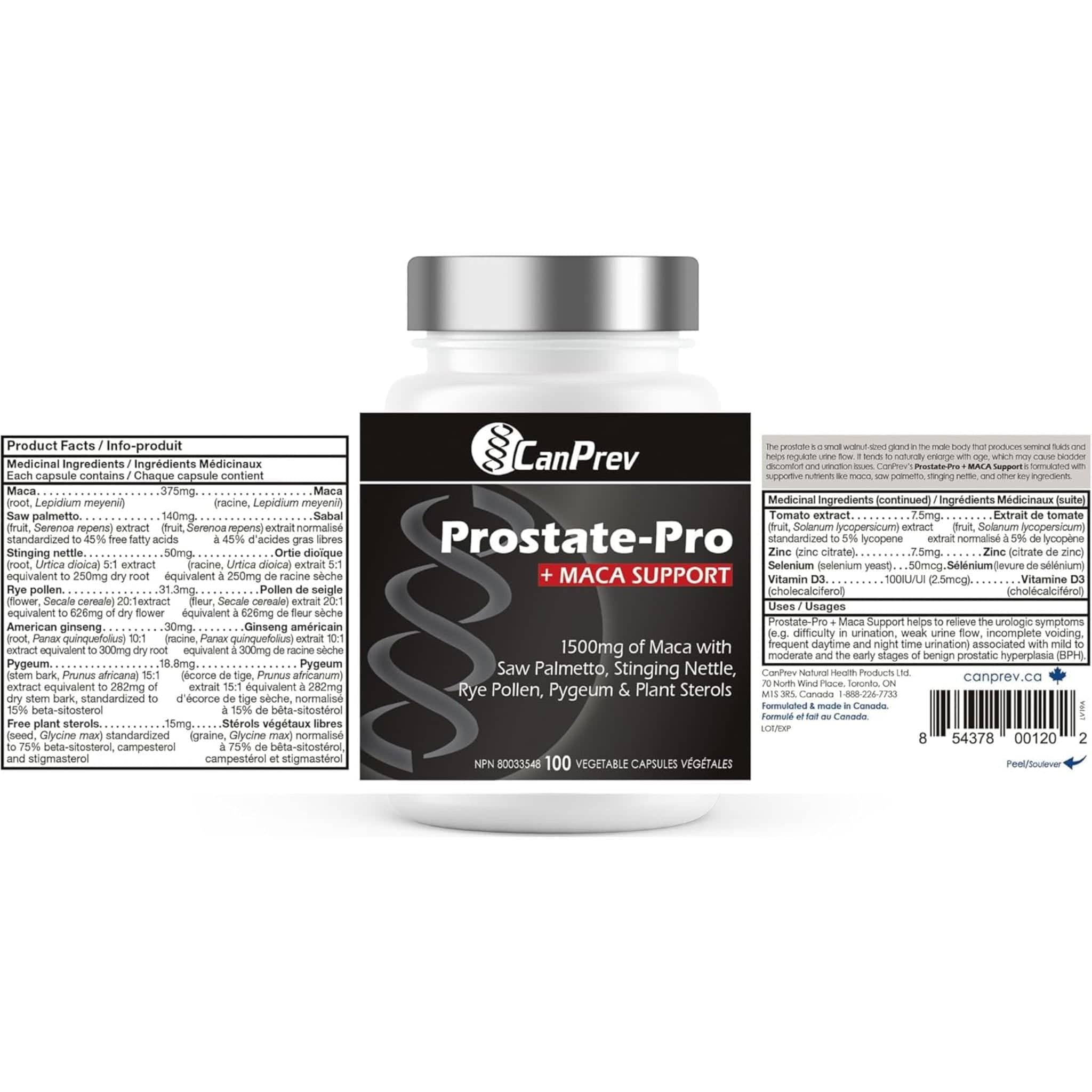 CanPrev Prostate-Pro + Maca Support, 100 Vegicaps - Image 3
