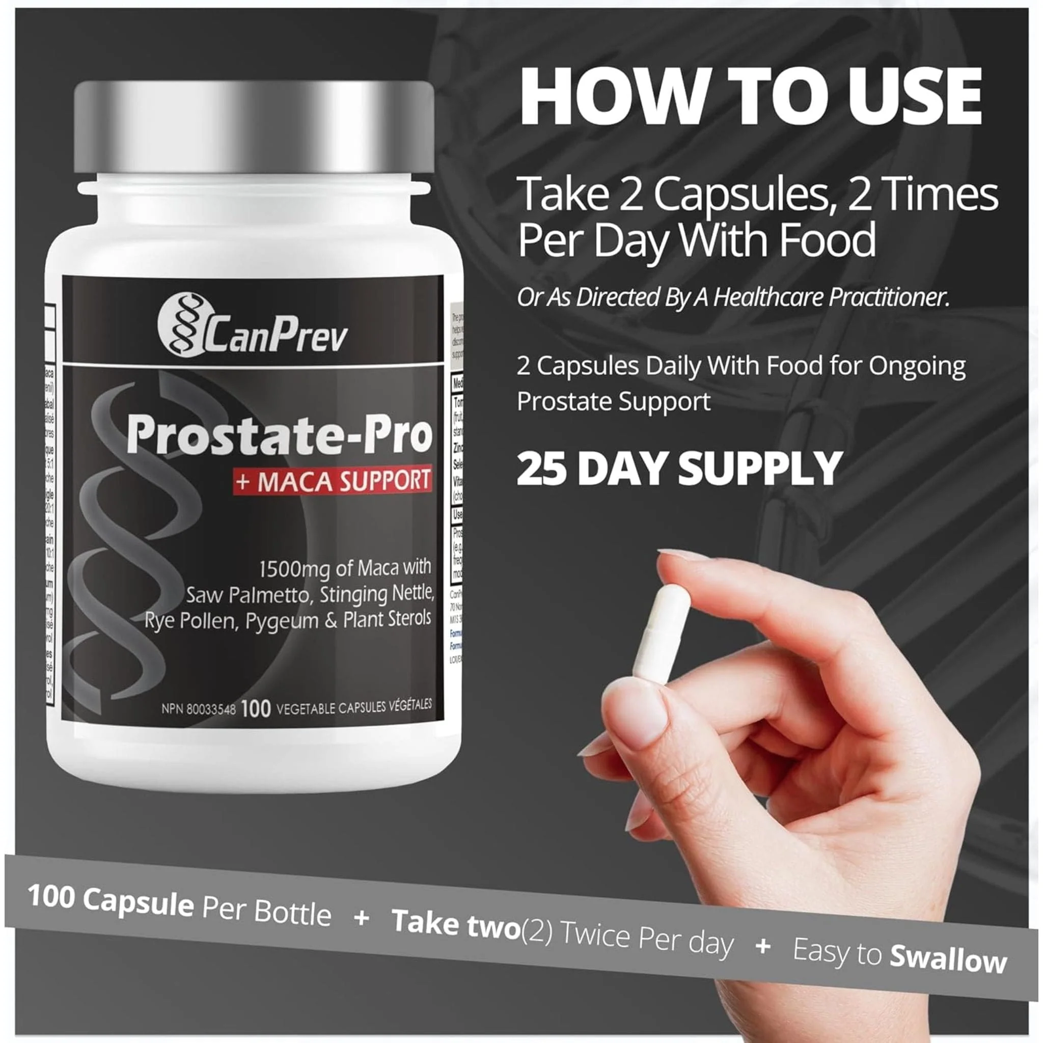 CanPrev Prostate-Pro + Maca Support, 100 Vegicaps - Image 7