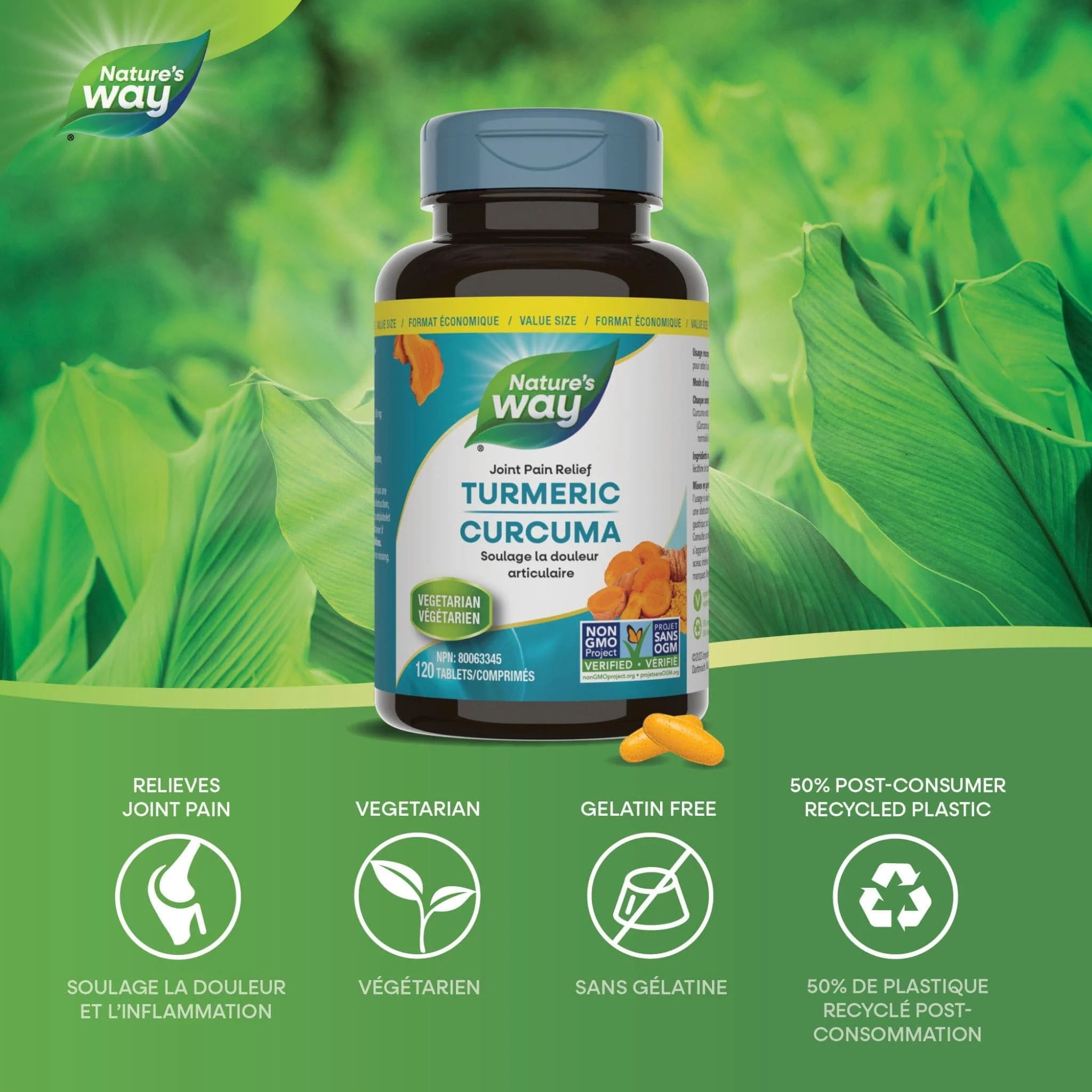 Nature's Way Turmeric Standardized 450mg (95% Curcuminoids) - Image 3