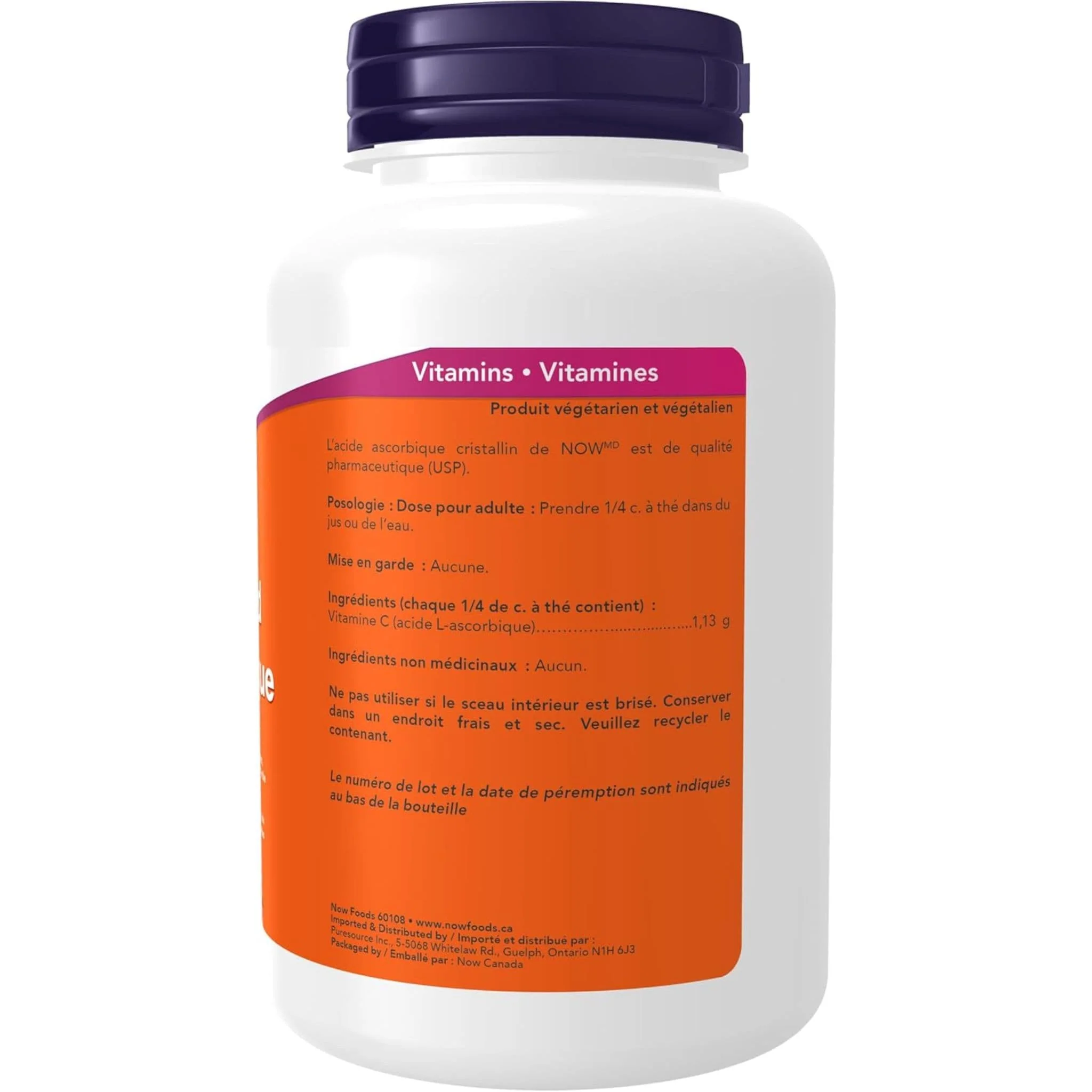 NOW Ascorbic Acid Powder, 100% Pure Vitamin C Powder, Pharmaceutical Grade, Unflavoured - Image 3