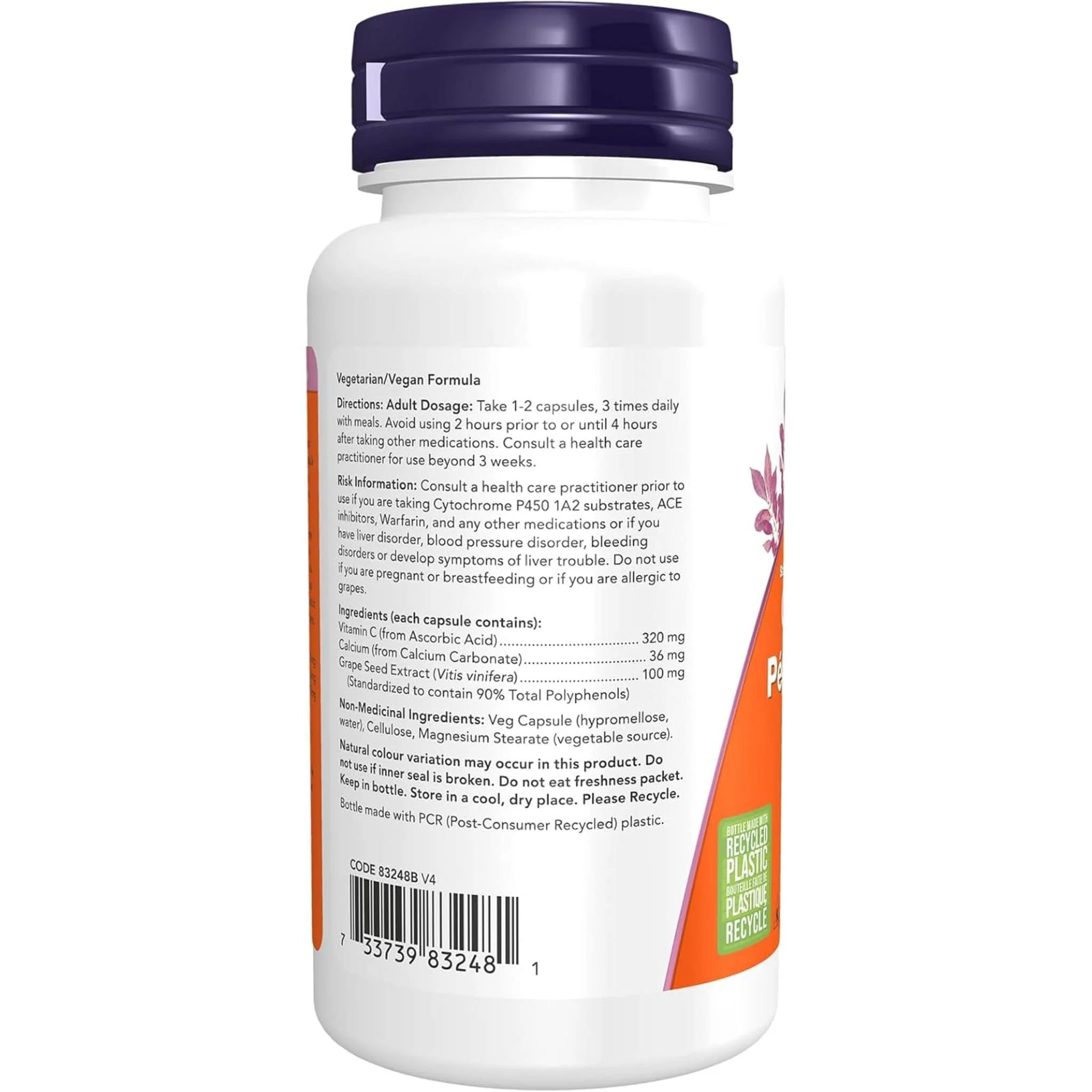 NOW Grape Seed Extract, 100mg, 100 Vcaps - Image 3