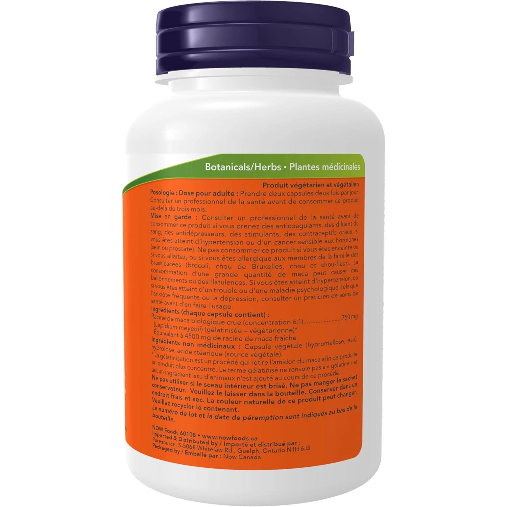 NOW Organic Maca  6:1 Extract 750mg, 90 VCaps - Image 4