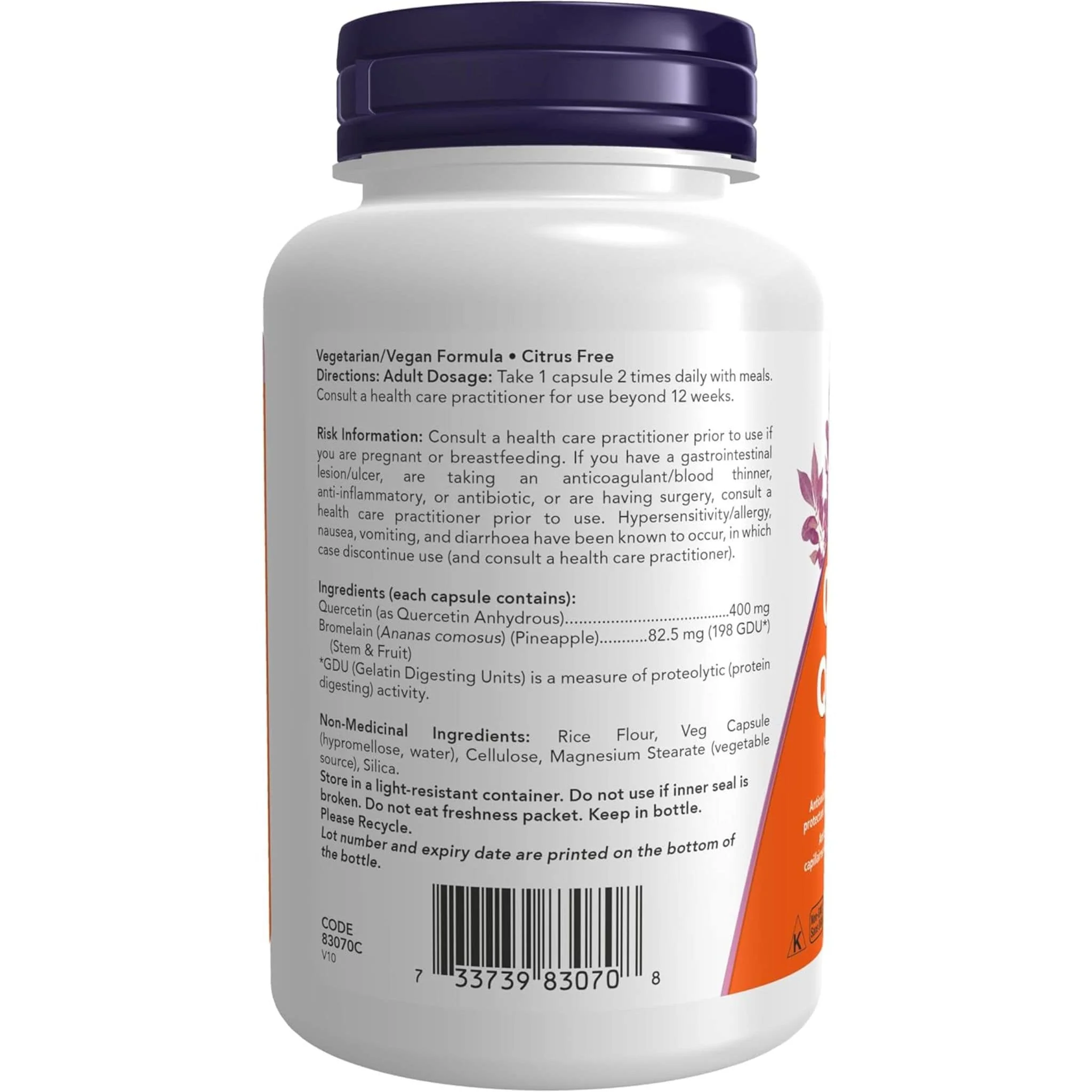 NOW Quercetin with Bromelain Capsules - Image 3