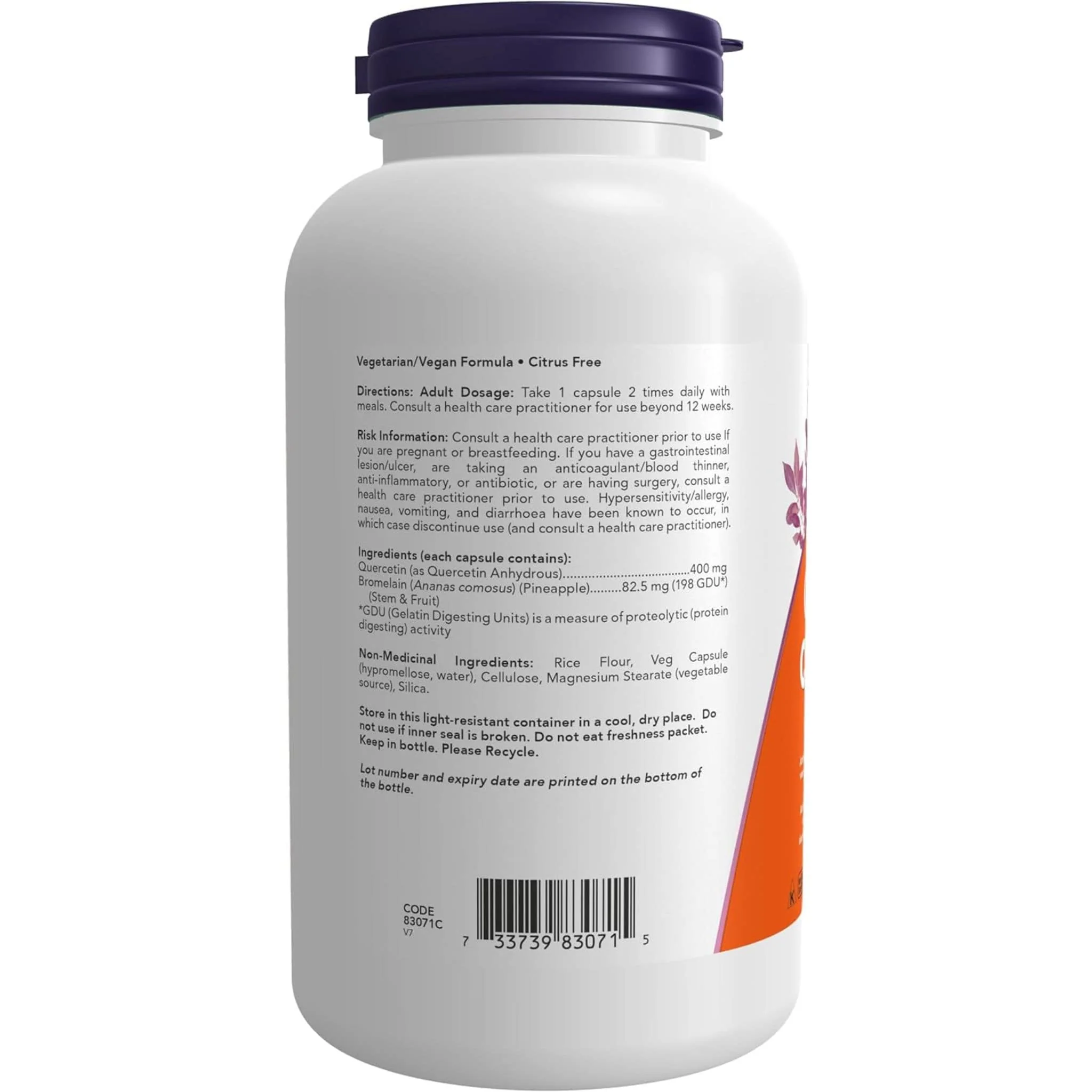 NOW Quercetin with Bromelain Capsules - Image 6