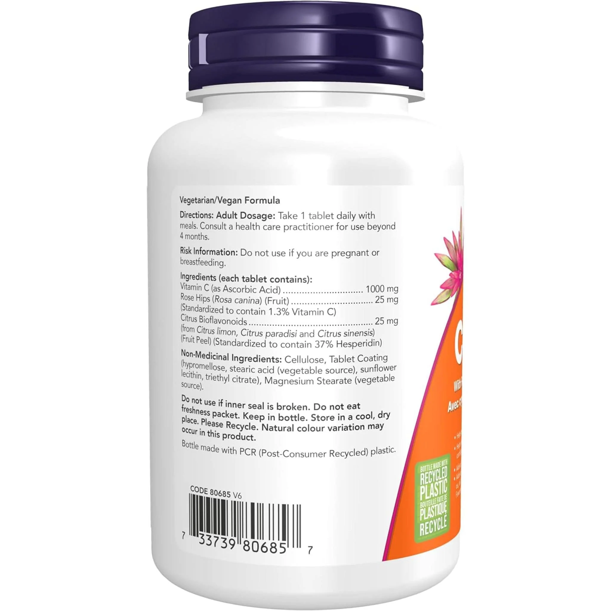 NOW C-1000 Vitamin C Tablets with Rosehips & Bioflavonoids, 100 Tablets - Image 3