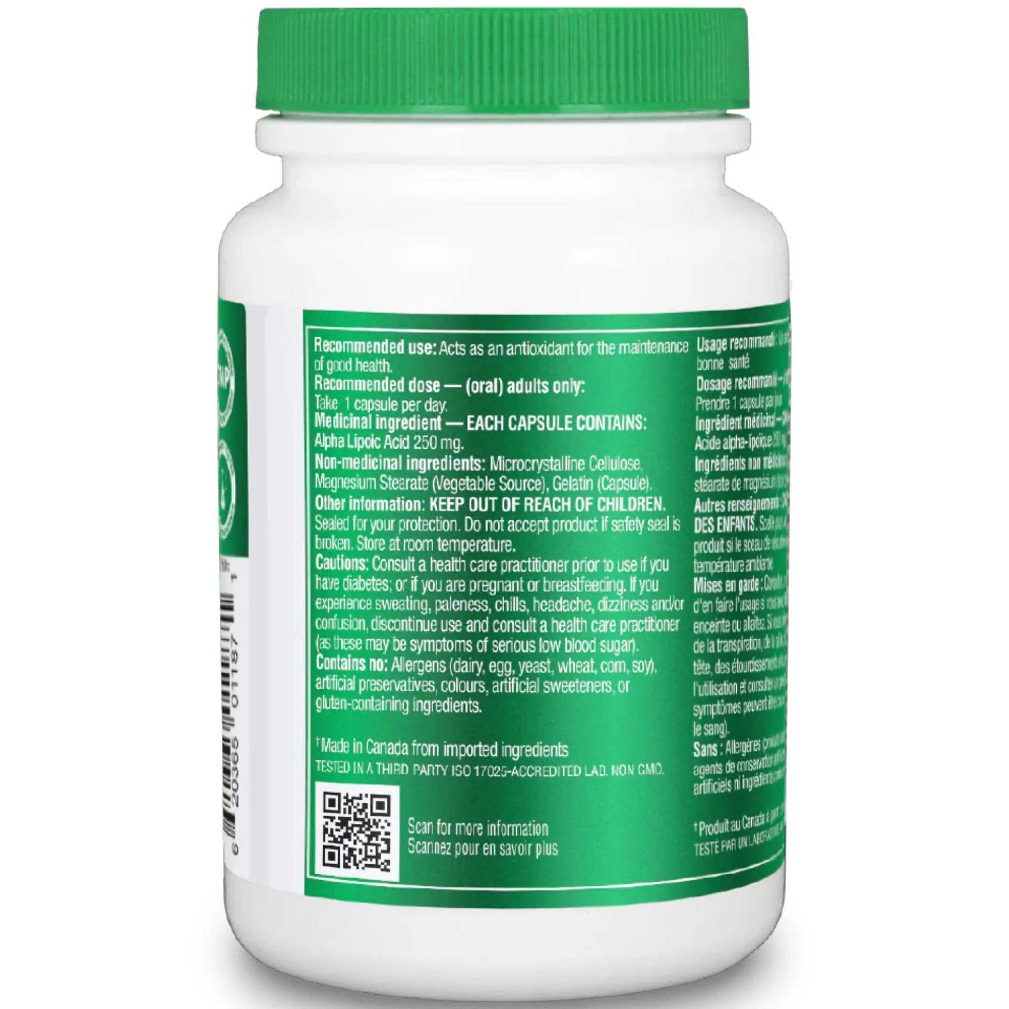 Organika Alpha Lipoic Acid, High Potency ALA 250mg, 120 Capsules - Image 4