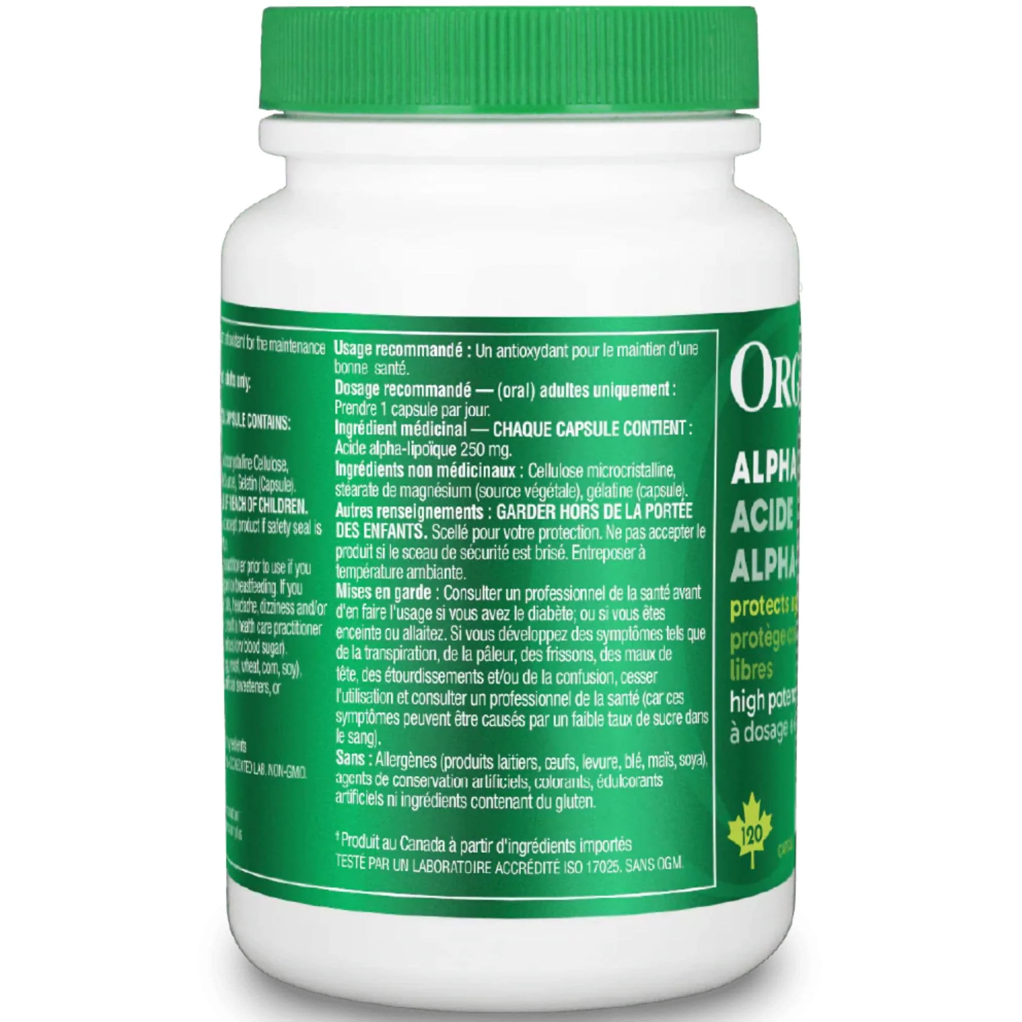Organika Alpha Lipoic Acid, High Potency ALA 250mg, 120 Capsules - Image 5