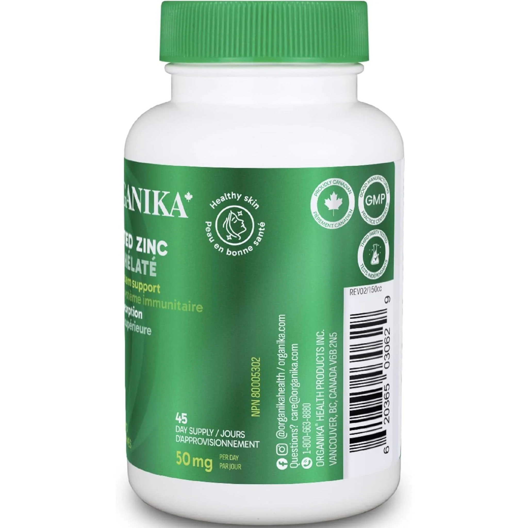 Organika Chelated Zinc 50mg, 45 Tablets - Image 3