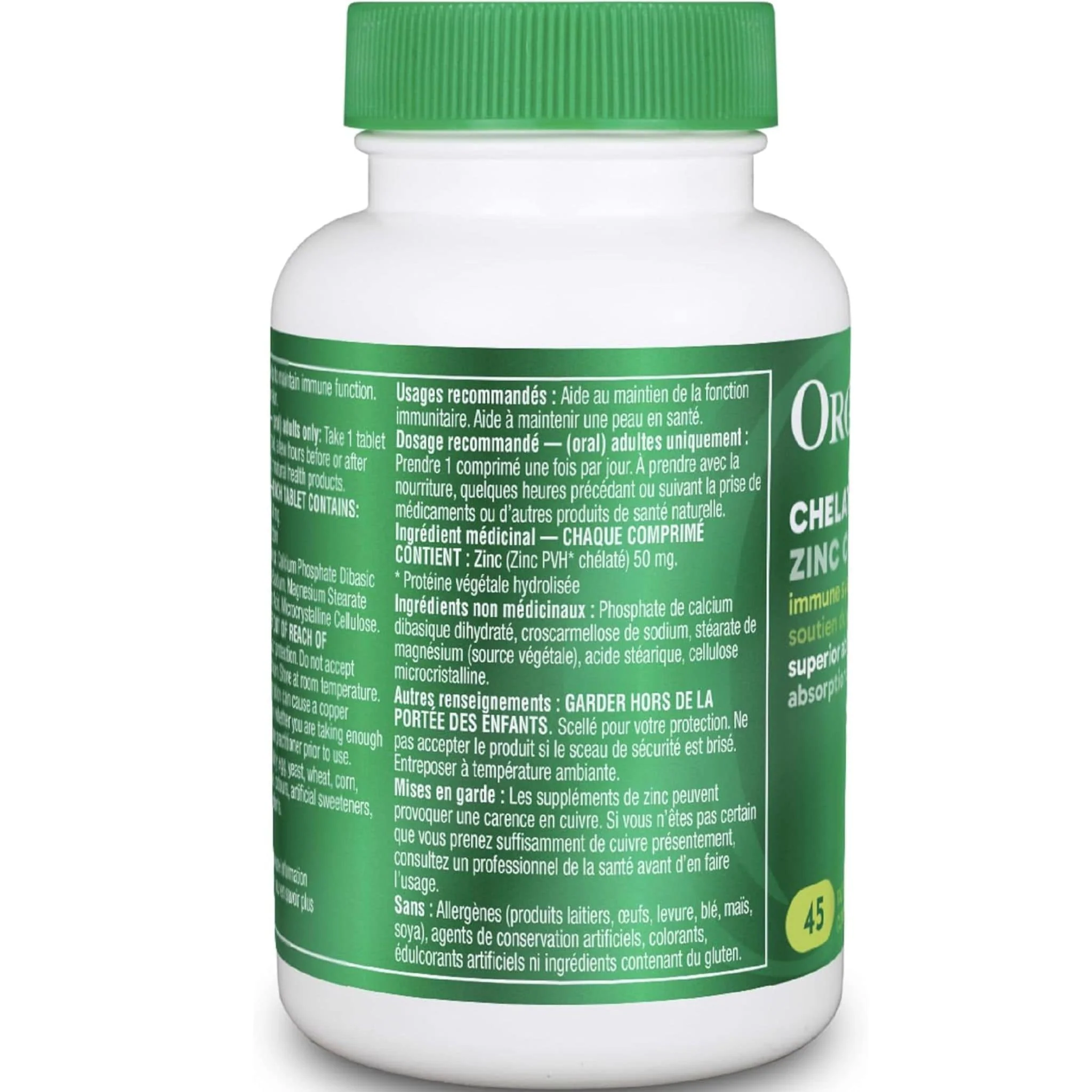 Organika Chelated Zinc 50mg, 45 Tablets - Image 5