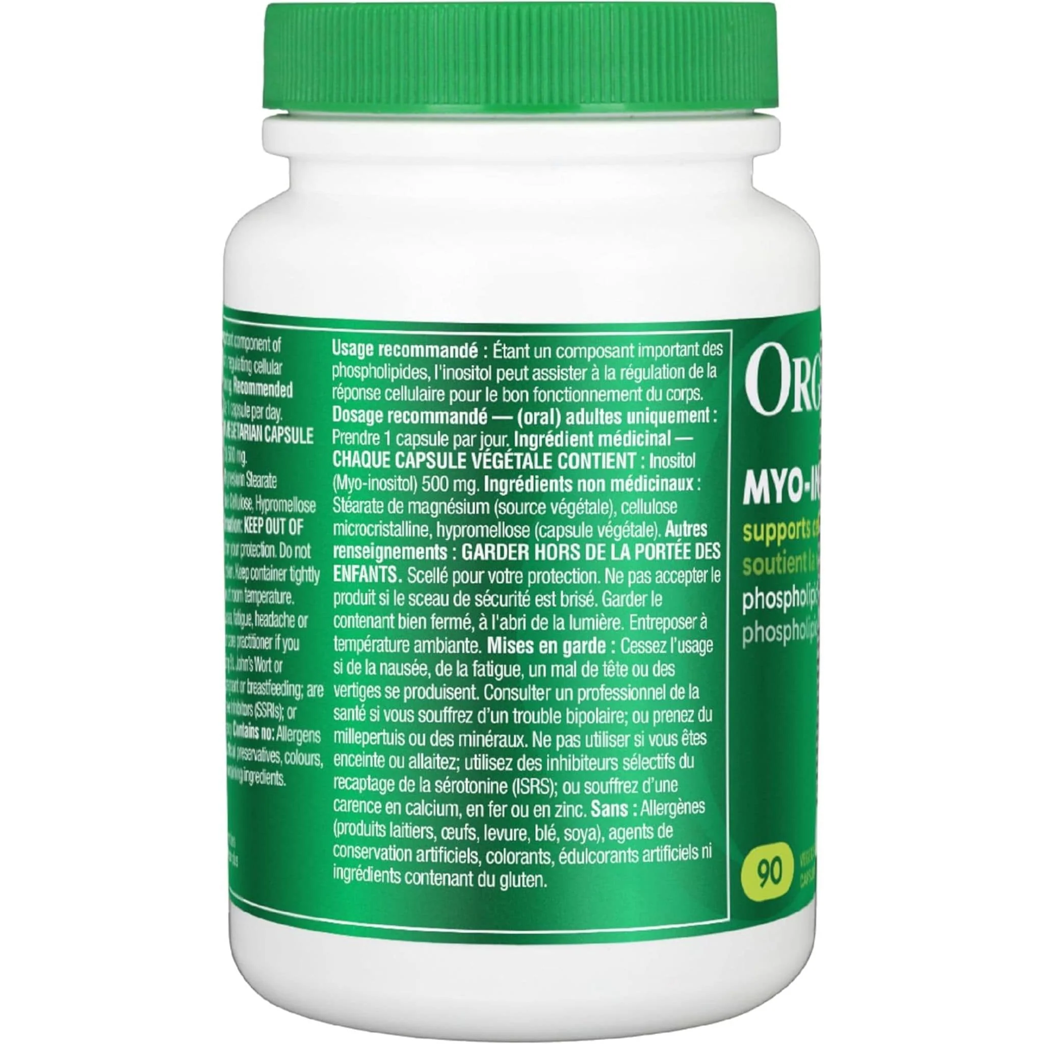 Organika Inositol 500mg, Myo-Inositol, 90 Vegetarian Capsules - Image 3