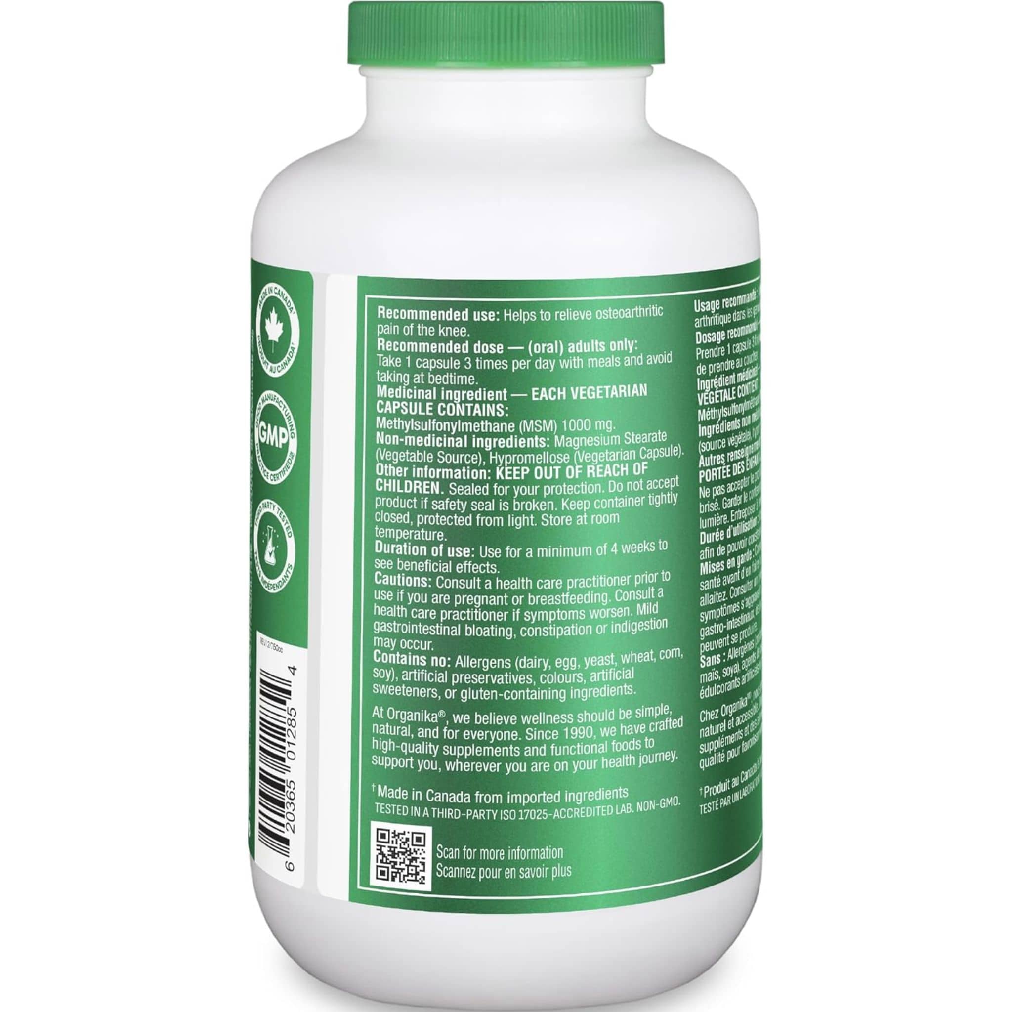 Organika MSM 1000mg 100% Pure MSM, Helps Relieve Osteoarthritic Pain), 180-360 Capsules - Image 18