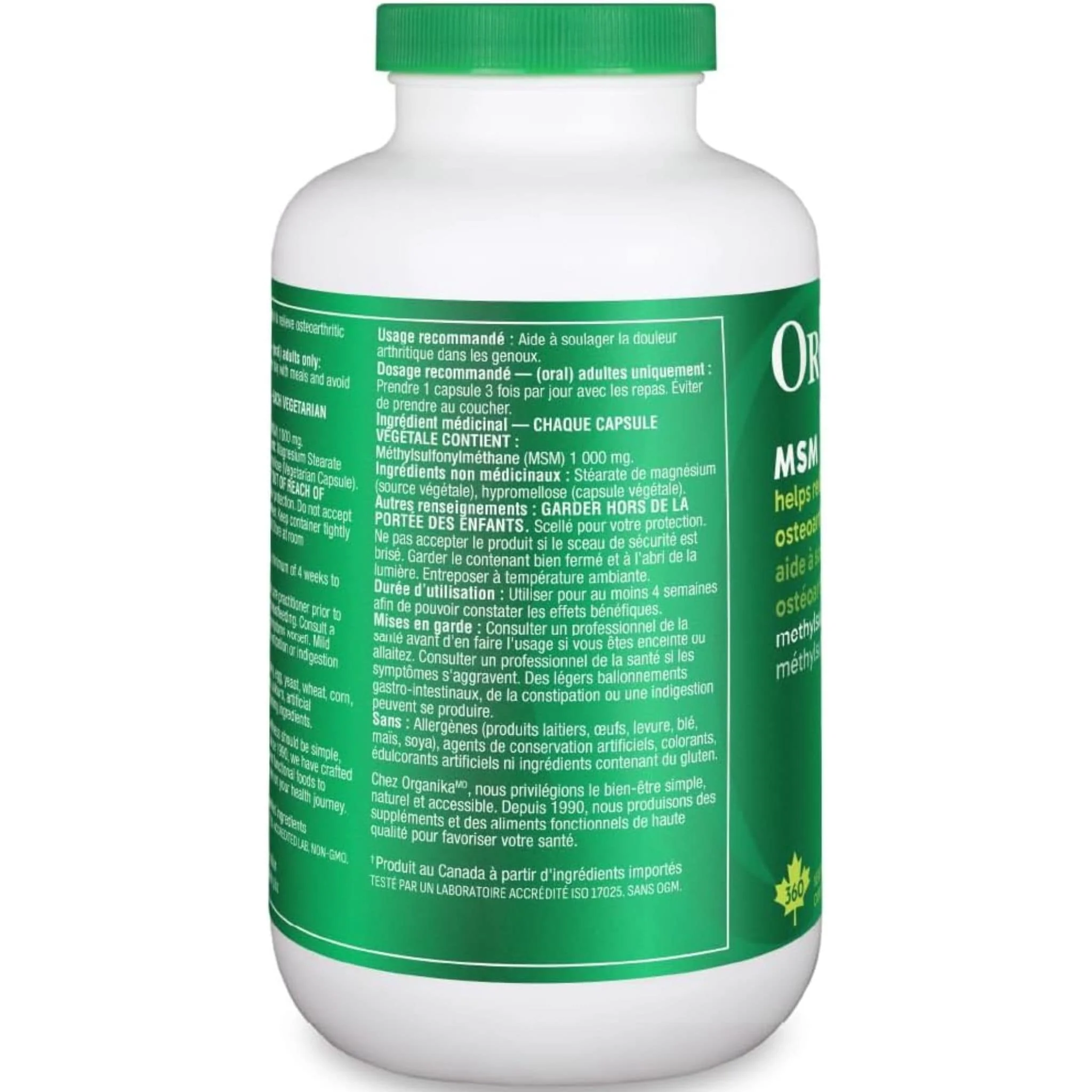 Organika MSM 1000mg 100% Pure MSM, Helps Relieve Osteoarthritic Pain), 180-360 Capsules - Image 19