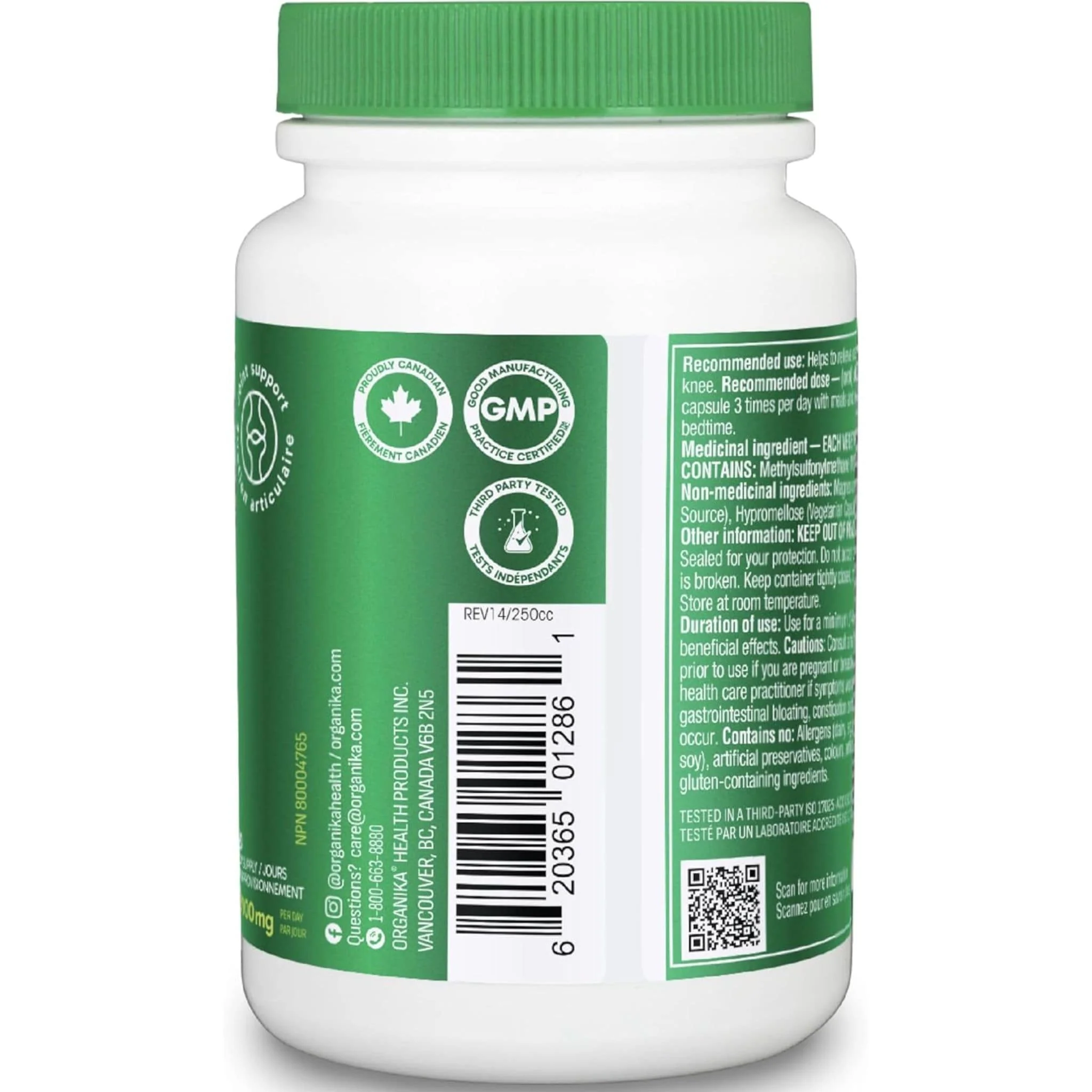 Organika MSM 1000mg 100% Pure MSM, Helps Relieve Osteoarthritic Pain), 180-360 Capsules - Image 4