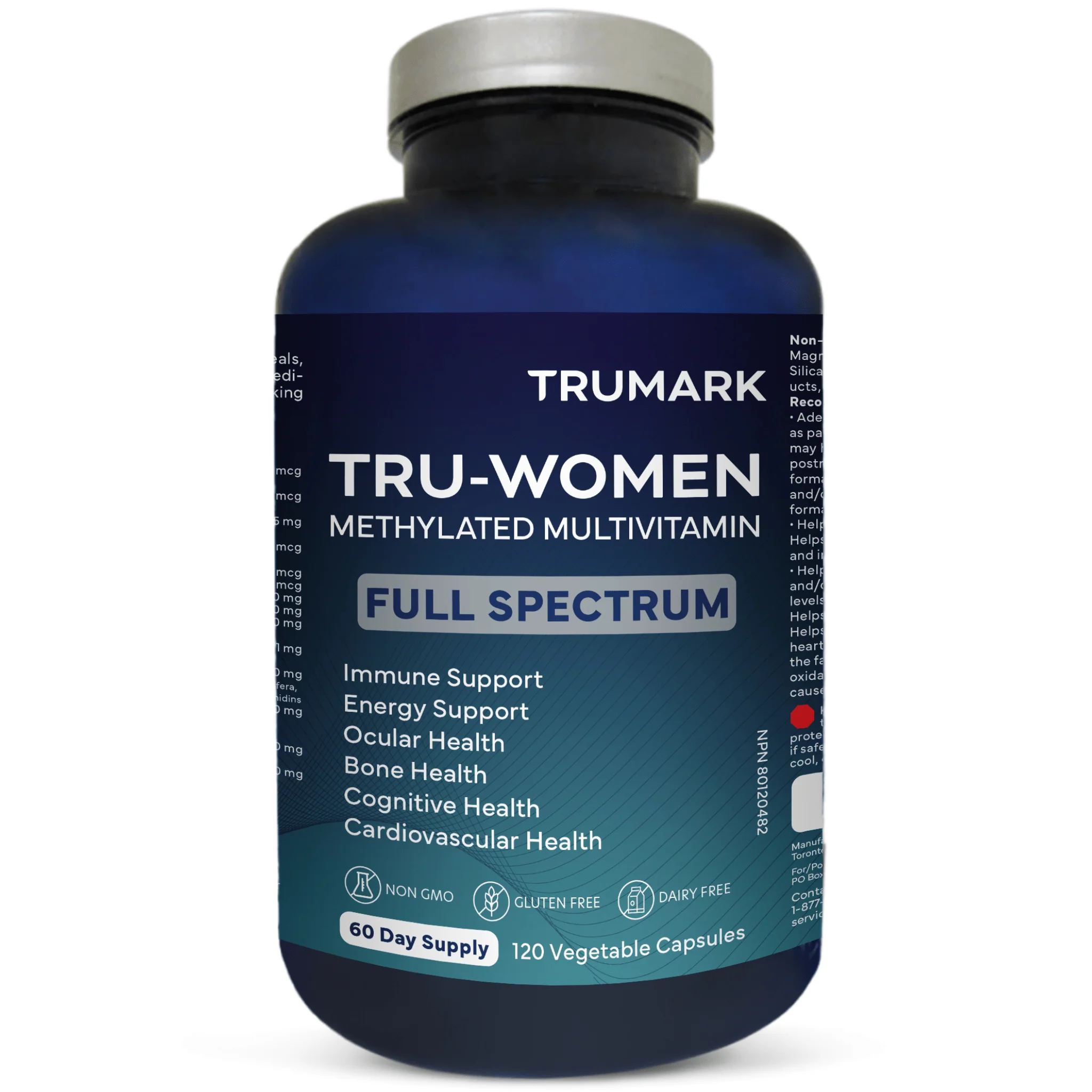 TRUMARK TRU-WOMEN Methylated Multivitamin for Women, Bioactive High Potency Daily Support for Energy, Mood, Hormones, Immunity, 60 Day Supply, 120 Vegetable Capsules - Image 10