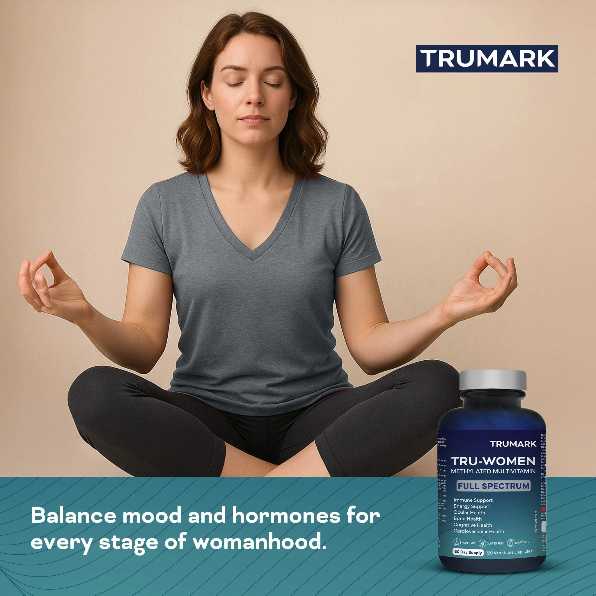 TRUMARK TRU-WOMEN Methylated Multivitamin for Women, Bioactive High Potency Daily Support for Energy, Mood, Hormones, Immunity, 60 Day Supply, 120 Vegetable Capsules - Image 6